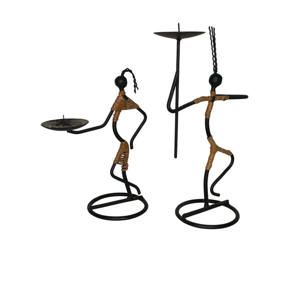 Vintage 1960's Pair of Laurids Lonborg Figure Dancing Candle Holders 9in & 12in - Picture 3 of 13